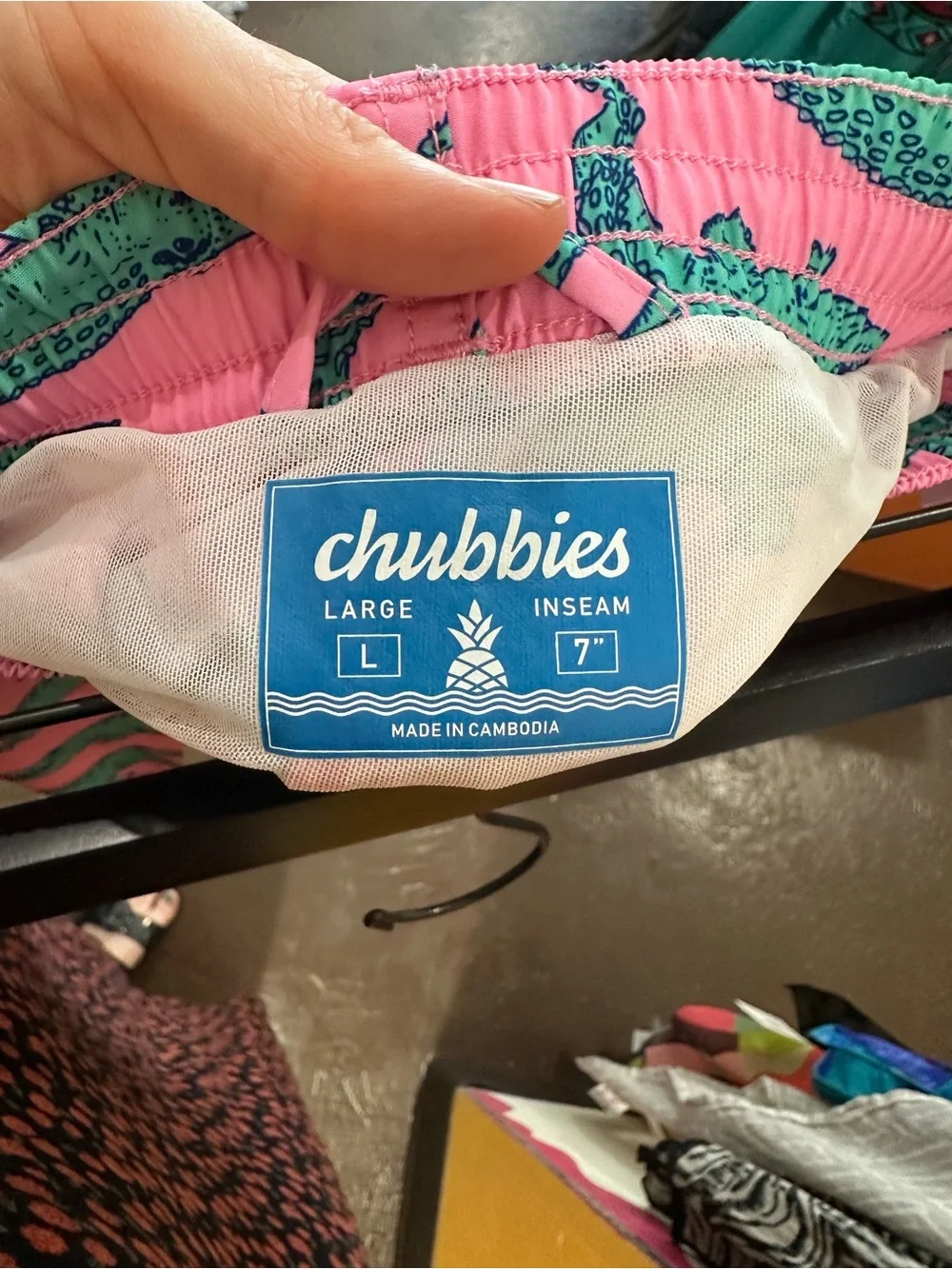 Chubbies | Men's Pink Alligator Print Swim Shorts